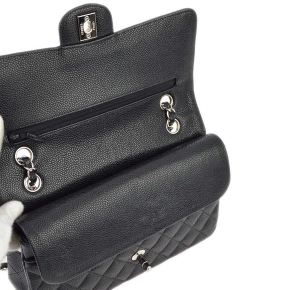 CHANEL Black Caviar Medium Classic Double Flap Shoulder Bag KK31429 - Picture 6 of 10